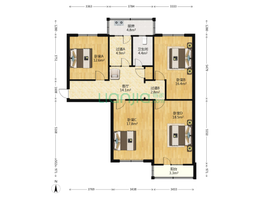 兵工大院 4室1厅1卫 125平方
