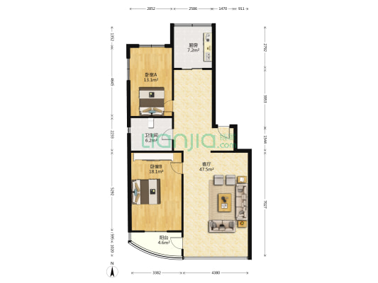 丹建佳园 2室1厅1卫 116平方
