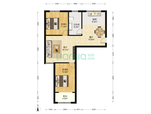新都花苑 2室2厅1卫 99平方