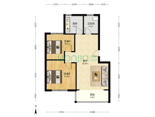 康平苑 2室1厅1卫 85平方