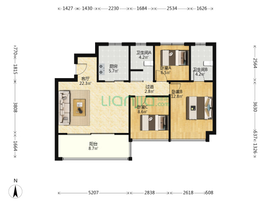 金基中北映樾 3室1厅2卫 98平方