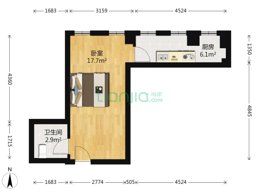 景尚名郡 1室0厅1卫 42平方
