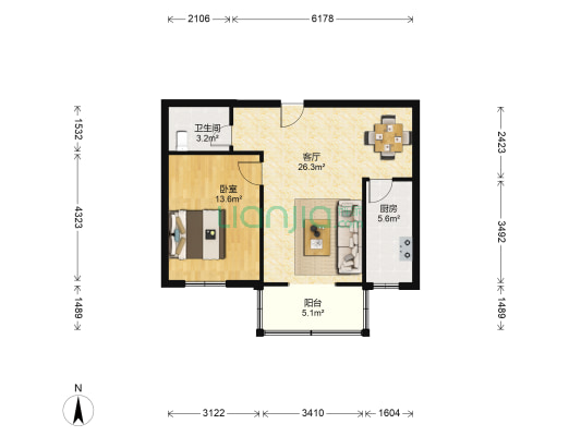 地华里 1室1厅1卫 67平方