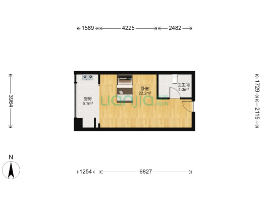 绿都泰富广场 1室0厅1卫 48平方