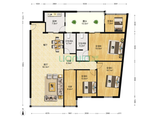 芙蓉苑二期 5室1厅2卫 150平方