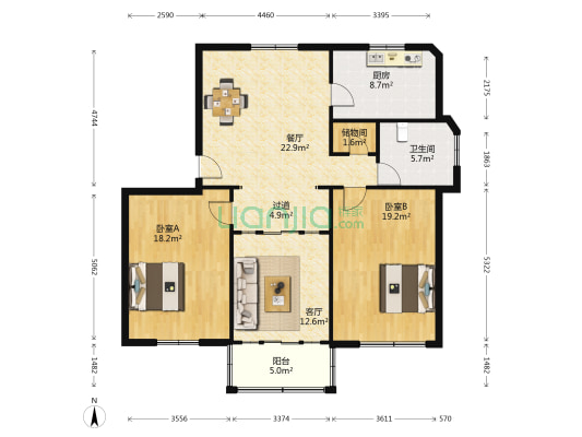保昆新村 2室2厅1卫 110平方