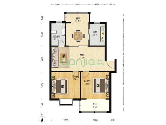 南城苑 2室2厅1卫 96平方