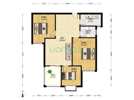 悦秀雅居 3室1厅1卫 101平方