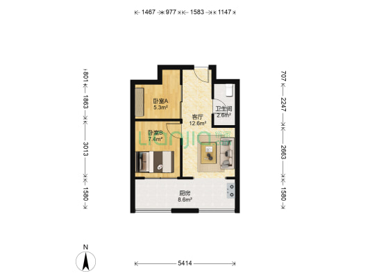 上京华府 2室1厅1卫 49平方