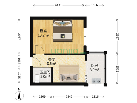 八王寺西巷36 1室1厅1卫 36平方