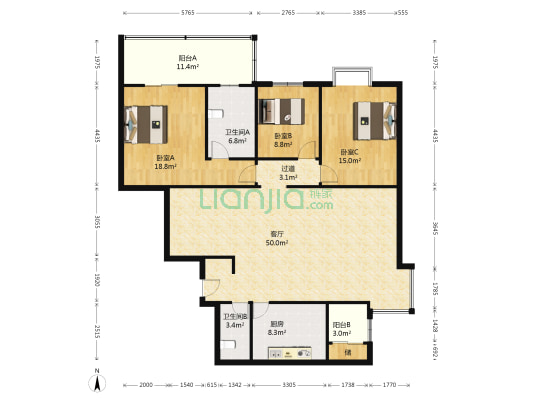 中景濠庭 3室1厅2卫 161平方