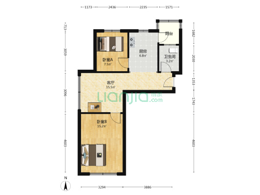 东升嘉園 2室1厅1卫 75平方