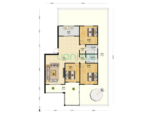 广嘉·滨海花园 3室1厅2卫 125平方