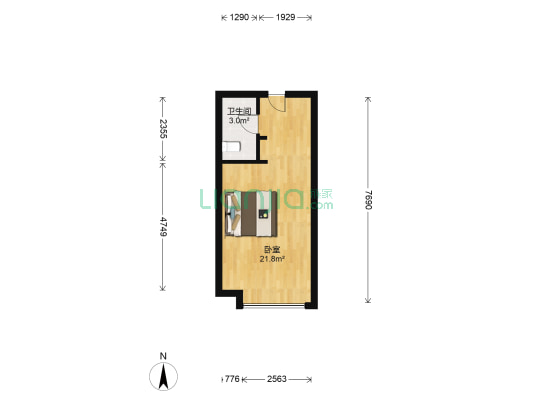 盛唐叠彩山一期 1室0厅1卫 34平方
