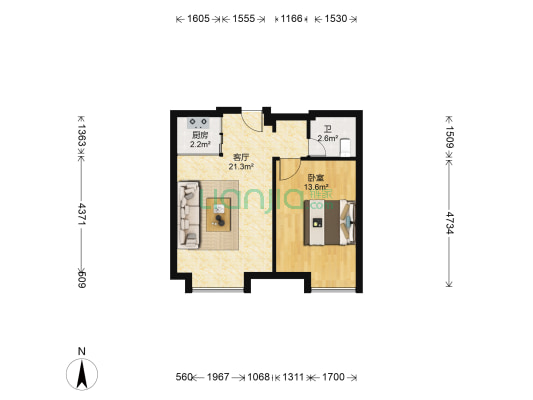 金成云庭 1室1厅1卫 56平方