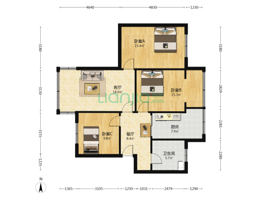 东环路五巷126号 3室2厅1卫 92平方