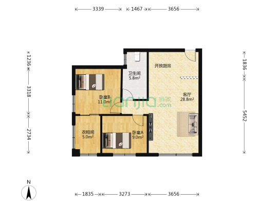 仁德楼 2室1厅1卫 70平方