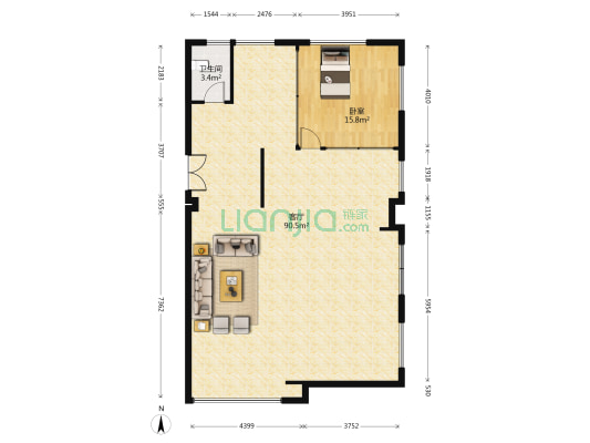 银都国际大厦 1室1厅1卫 160平方
