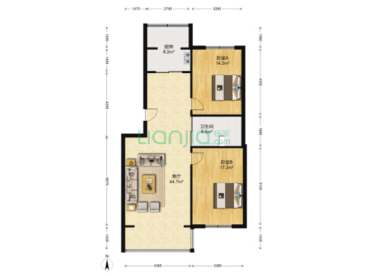 一汽家园B区 2室1厅1卫 106平方