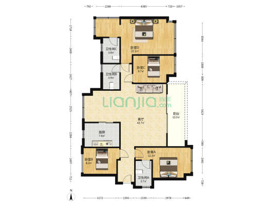 保利和悦春风 4室1厅3卫 143平方