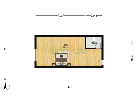 龙韵大厦 1室0厅1卫 58平方