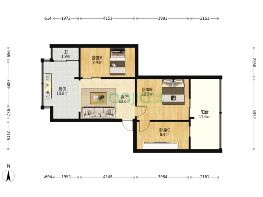 瓦仓庄52号 3室1厅1卫 77平方