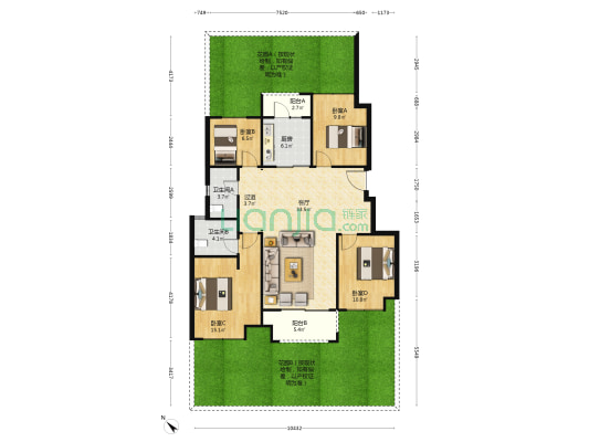领地天府兰台宸园 4室1厅2卫 116平方