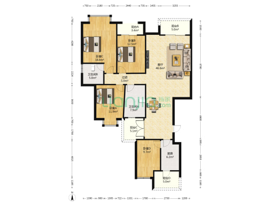 碧雅苑 4室1厅2卫 165平方
