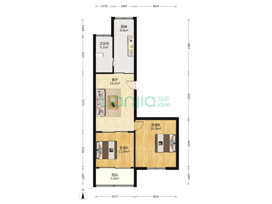 邮电宿舍小区 2室1厅1卫 81平方