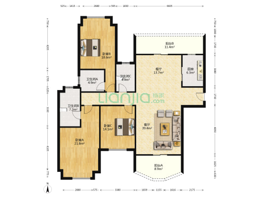 天熙 3室2厅3卫 174平方