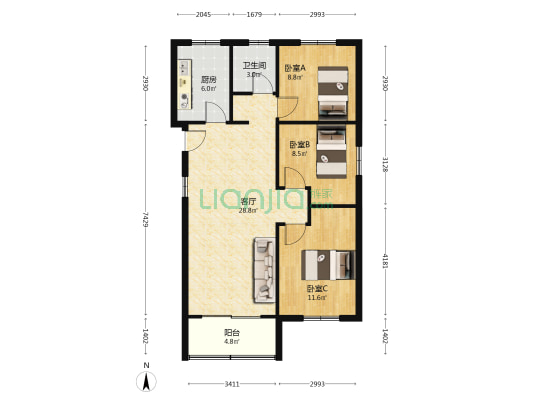 栖桐里 3室1厅1卫 99平方