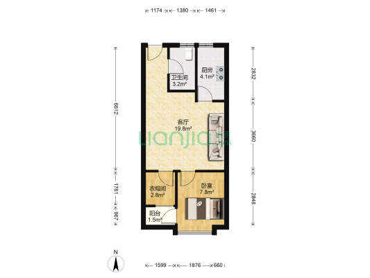 禹洲华侨城三期枫园 1室1厅1卫 49平方