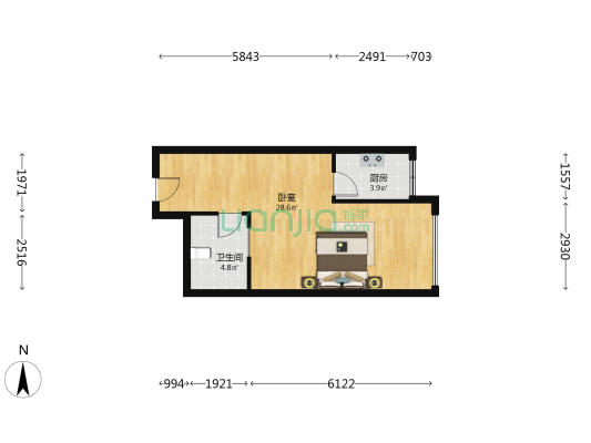 景和幸福汇 1室0厅1卫 57平方