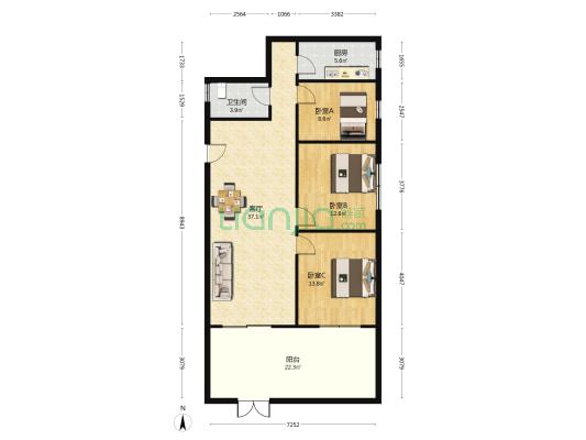 影苑小区 3室1厅1卫 100平方