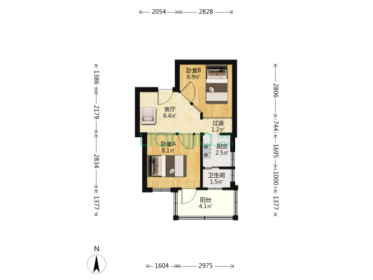东贤里小区东贤里 2室1厅1卫 36平方