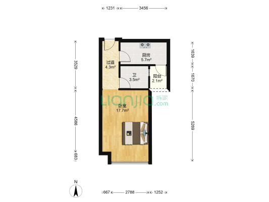先烈中路 1室0厅1卫 43平方