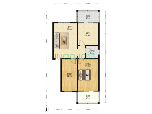 平米大单价低，政法街北侧，社区安逸-户型图