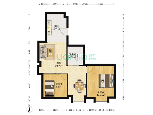 利时爱丁堡 2室1厅1卫 95平方