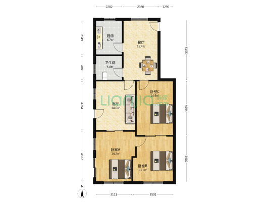 琴湖新村四区 3室2厅1卫 142平方
