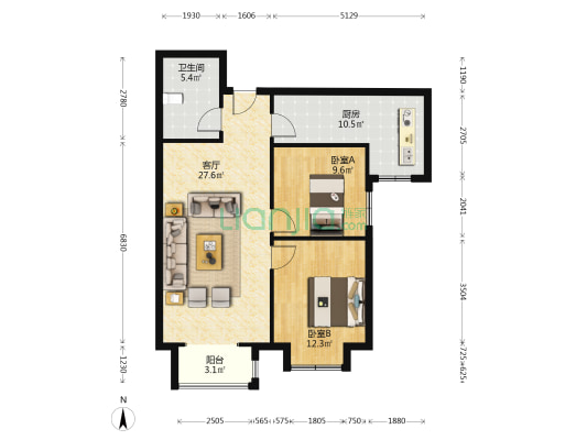 南向格局 楼层好 视野宽阔 适合居住-户型图
