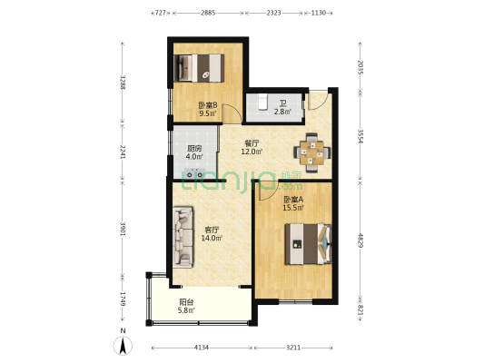 长船湾7号 2室2厅1卫 71平方