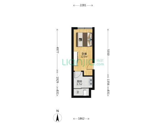 惠普登海景酒店 1室0厅1卫 27平方