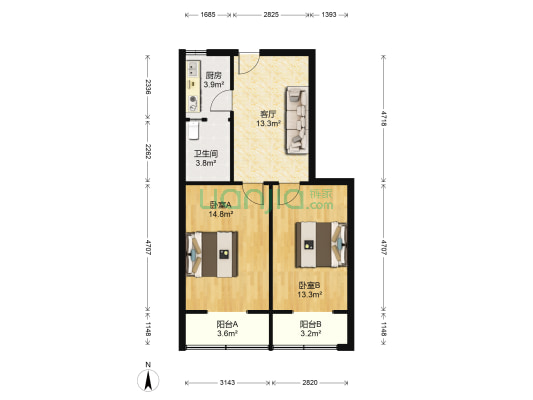 燧华里 2室1厅1卫 67平方