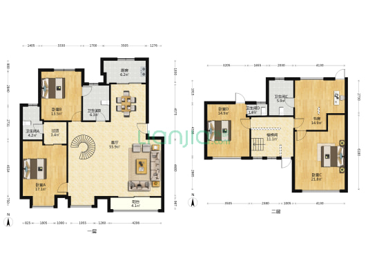 璀璨星城 5室1厅4卫 215平方