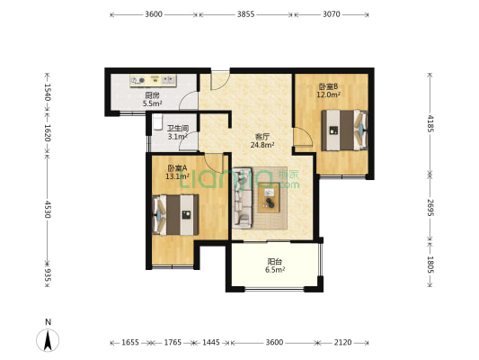 正商玉兰谷达园 2室1厅1卫 81平方