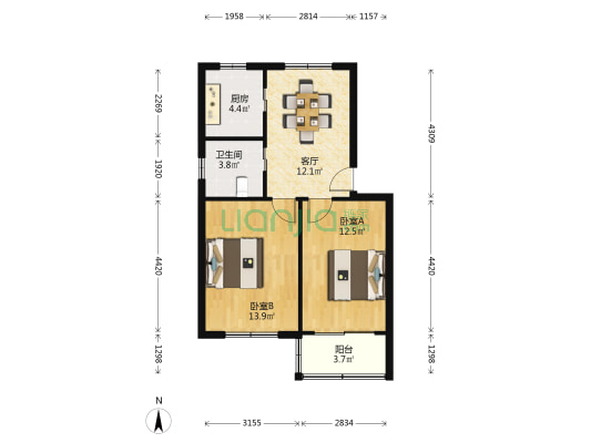 果园一村 2室1厅1卫 62平方