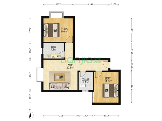 润翠园 2室1厅1卫 80平方