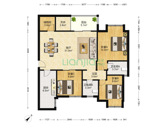 浅水半岛二期 3室1厅2卫 107平方