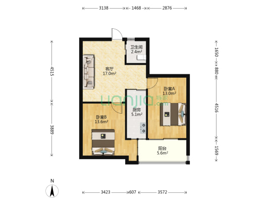广积营新村 2室1厅1卫 71平方