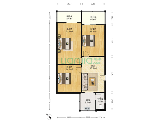 玉沙路134号 3室1厅1卫 92平方